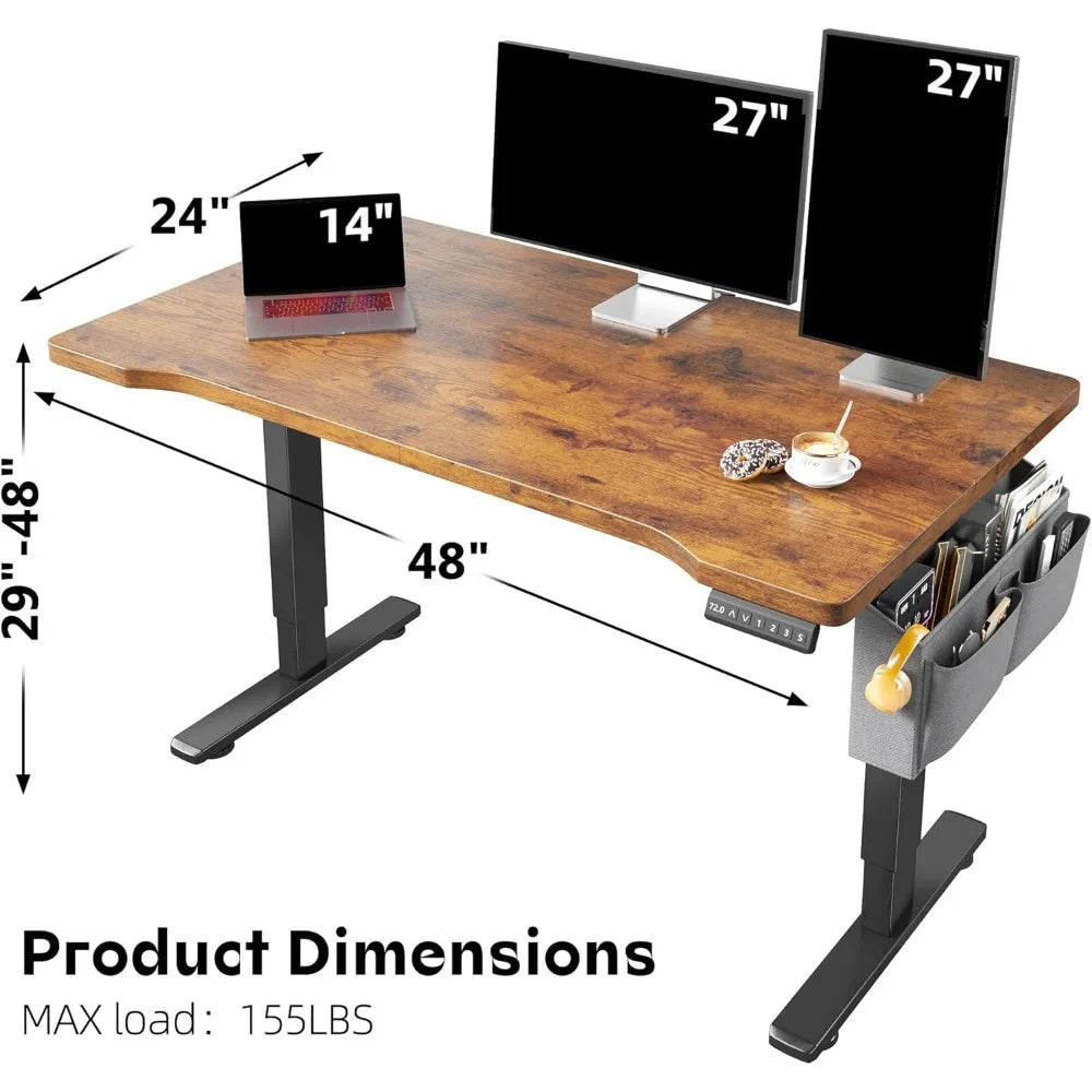Electric Standing Desk with LED Height Adjustable 48 x 24 Inch Gaming Desk