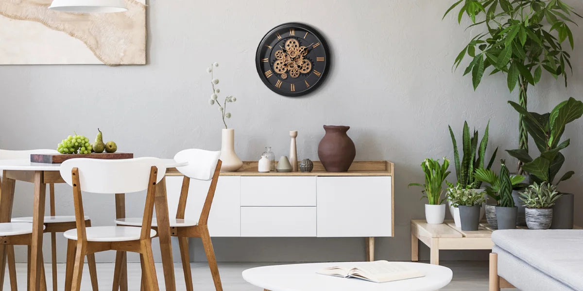 Large Vintage Mechanical Wall Clock 16 Inch Industrial Decor for Home