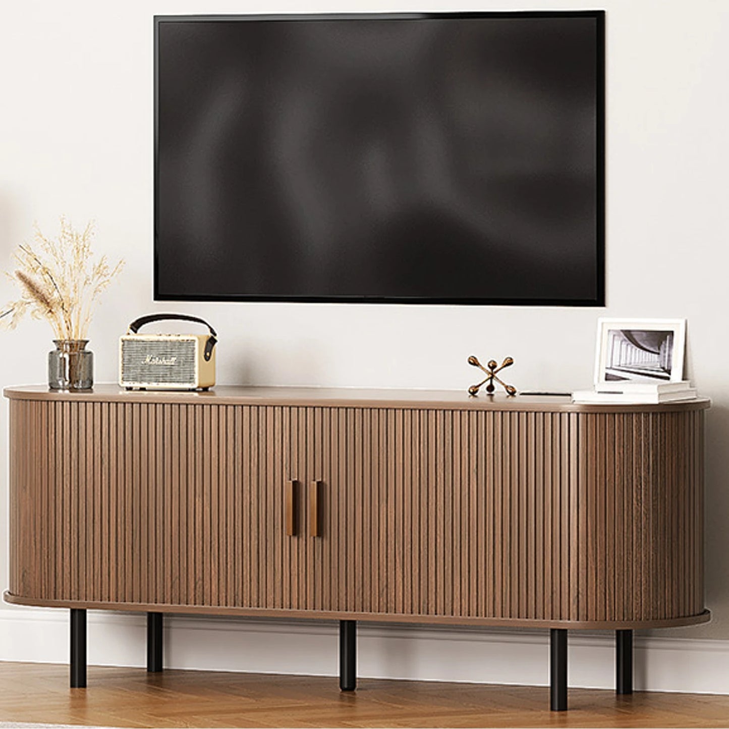TV Stand with Power Outlet for TVs up to 70 Inch Adjustable Shelves