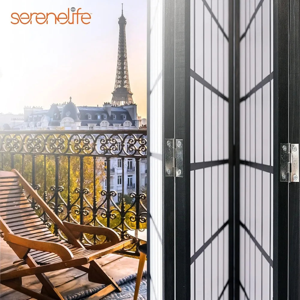 Classic Japanese Screen Room Divider Portable 4-Panel Folding Divider