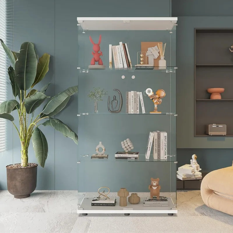 Ljustra Glass Display Cabinet 4 Shelves Curio Cabinet for Living Room Office