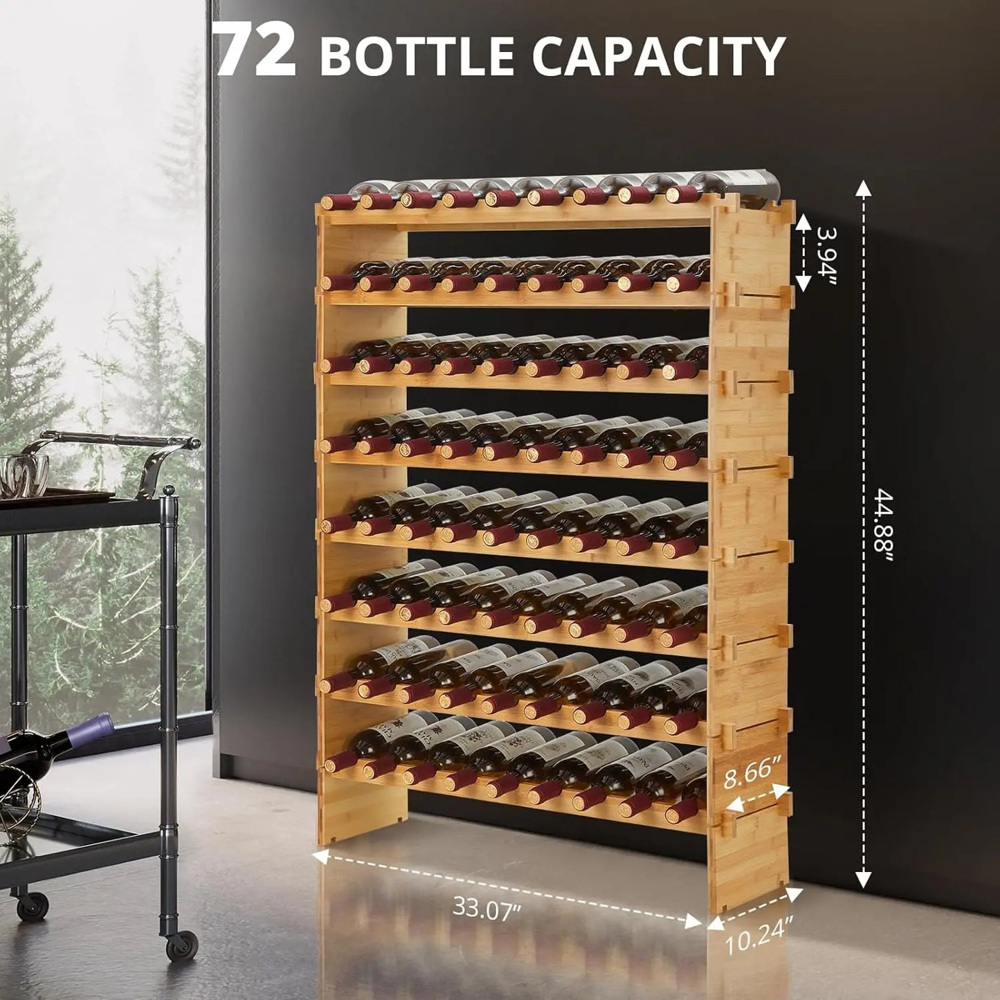 Bamboo Stackable Wine Rack Modular Freestanding Storage Shelf