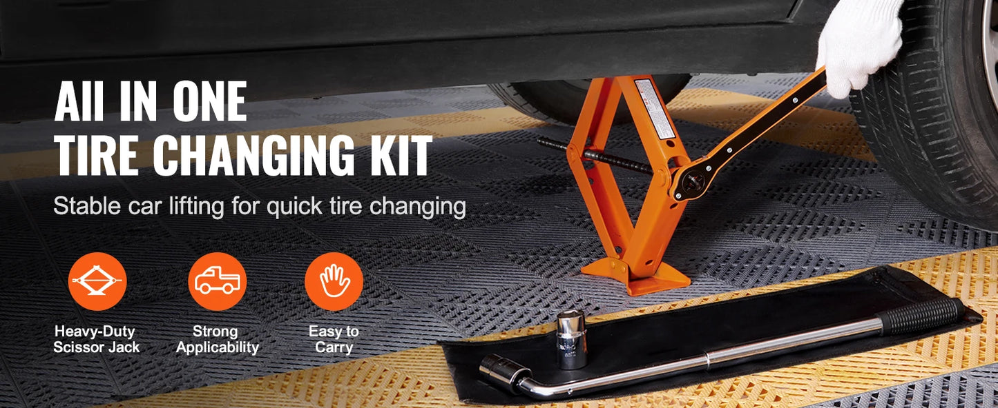 Ljustra 2.5 Ton Scissor Jack Portable Car Tire Jack 3.7-17.1 Inch Lift Range