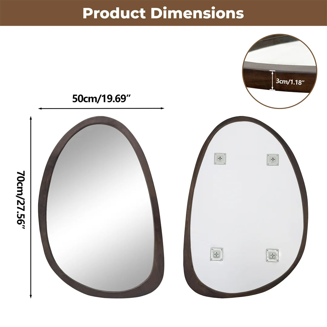 Modern Decorative Wall Mirror Black Walnut Wood Frame Hanging Decor