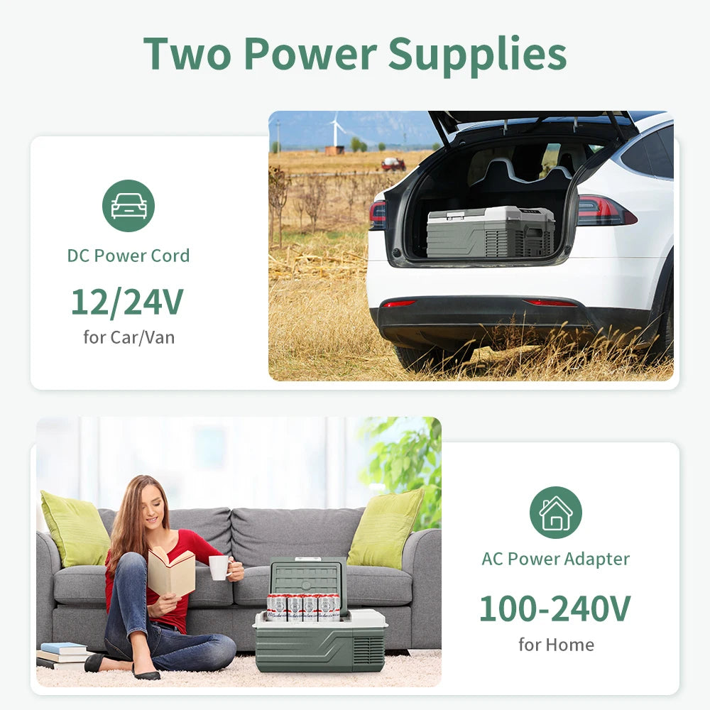 Ljustra Portable Car Refrigerator 15L Mini Fridge Freezer 12V for Camping