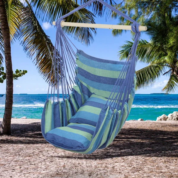 Distinctive Cotton Canvas Hanging Rope Chair with Pillows for Relaxation