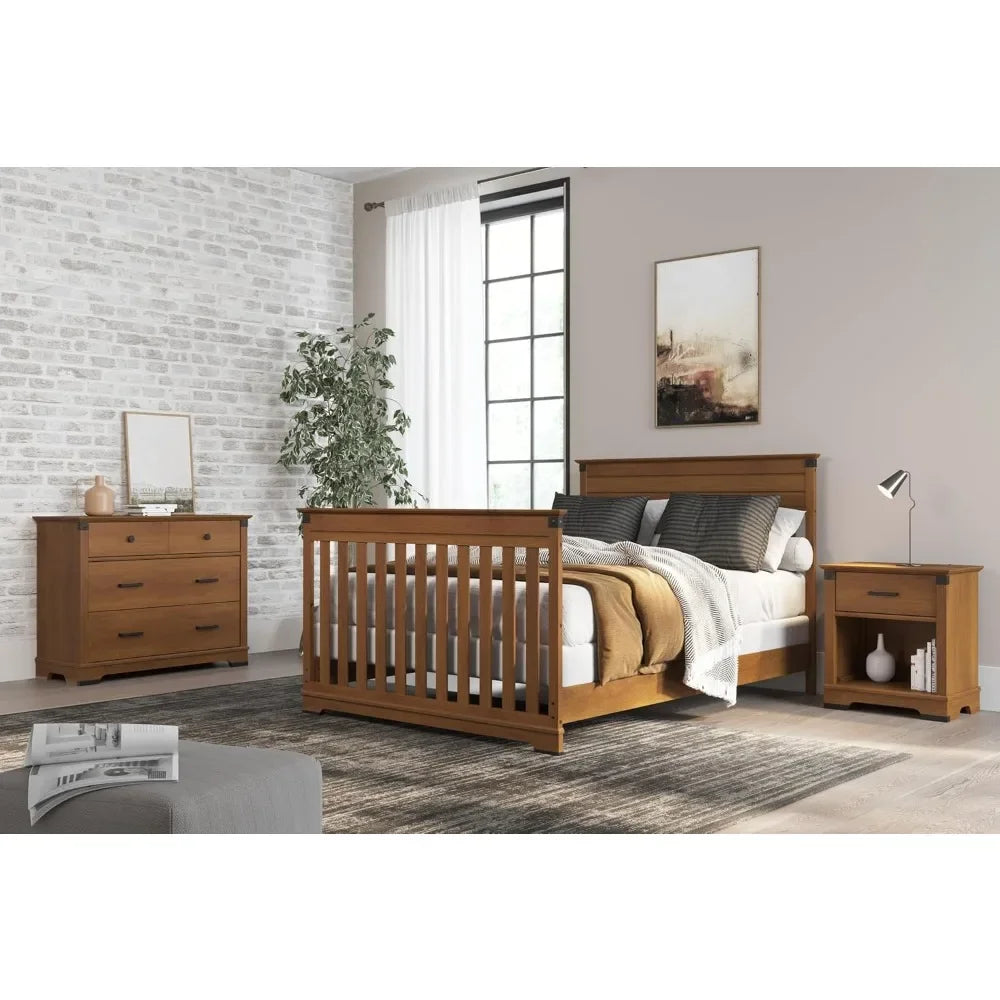 Redmond Nightstand Large Storage Drawer Sturdy Pinewood Nursery Bedroom