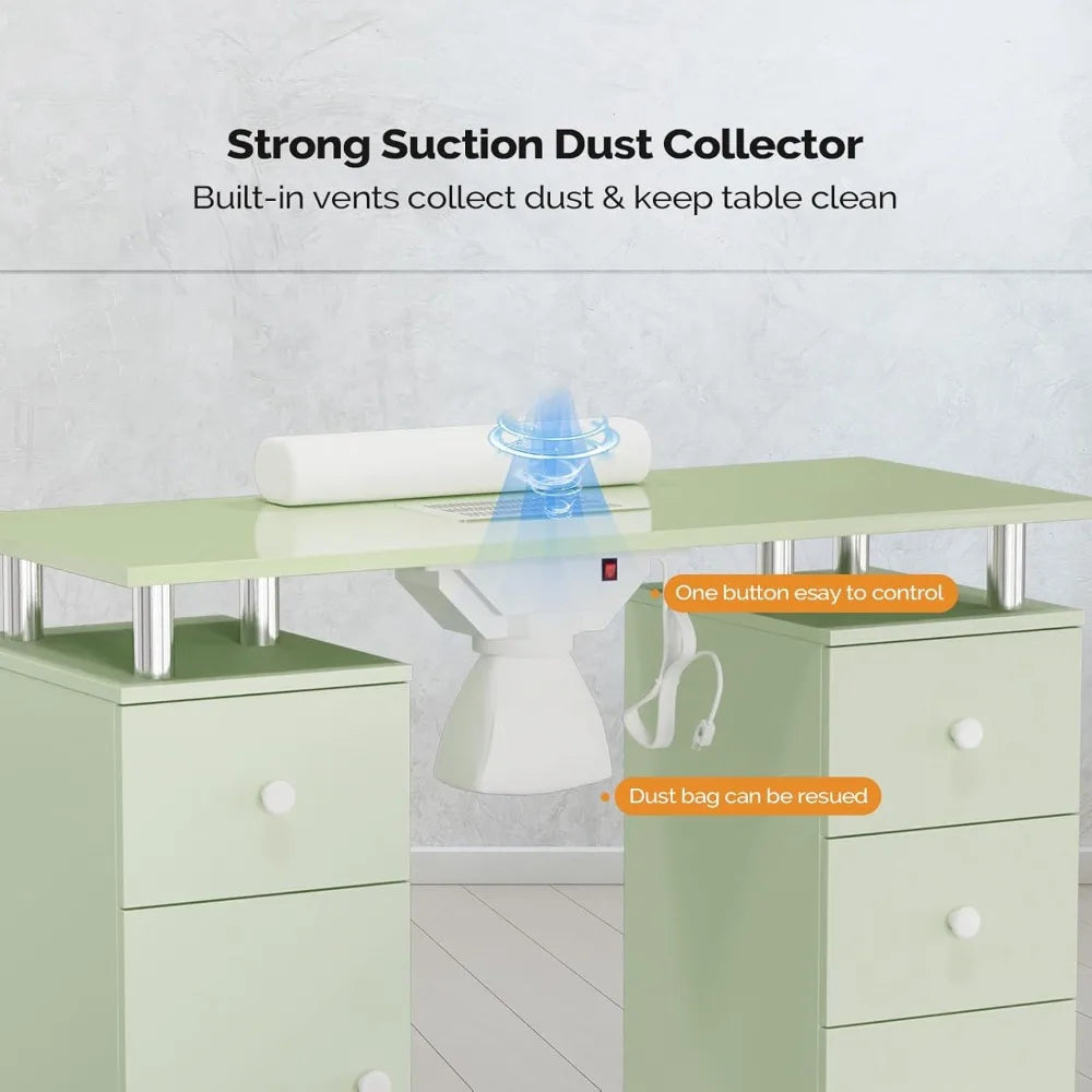 Ljustra Manicure Table Nail Desk with Electric Dust Collector Storage