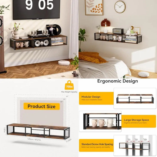 47-Inch GAOMON Wine Bar Cabinet LED Lighting Liquor Storage Adjustable Racks