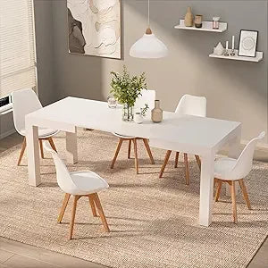 Ljustra Extendable Dining Table 47 to 79 Inch Modern Grey Concrete Effect