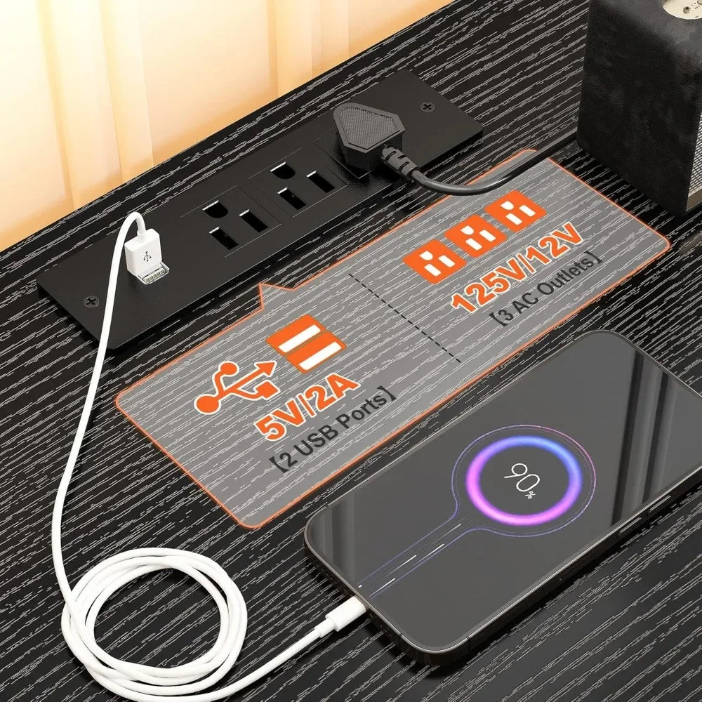 Dresser TV Stand with 10 Drawers LED Lights & Power Outlets for 55" TV