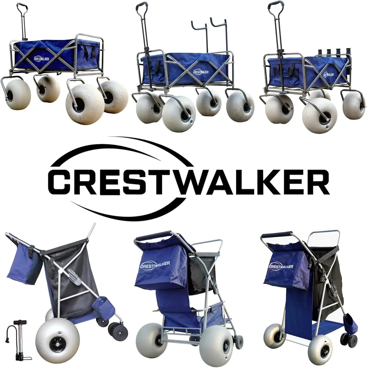 Beach Cart Collapsible Wagon 13 Inch Wheels Heavy Duty for Sand Use