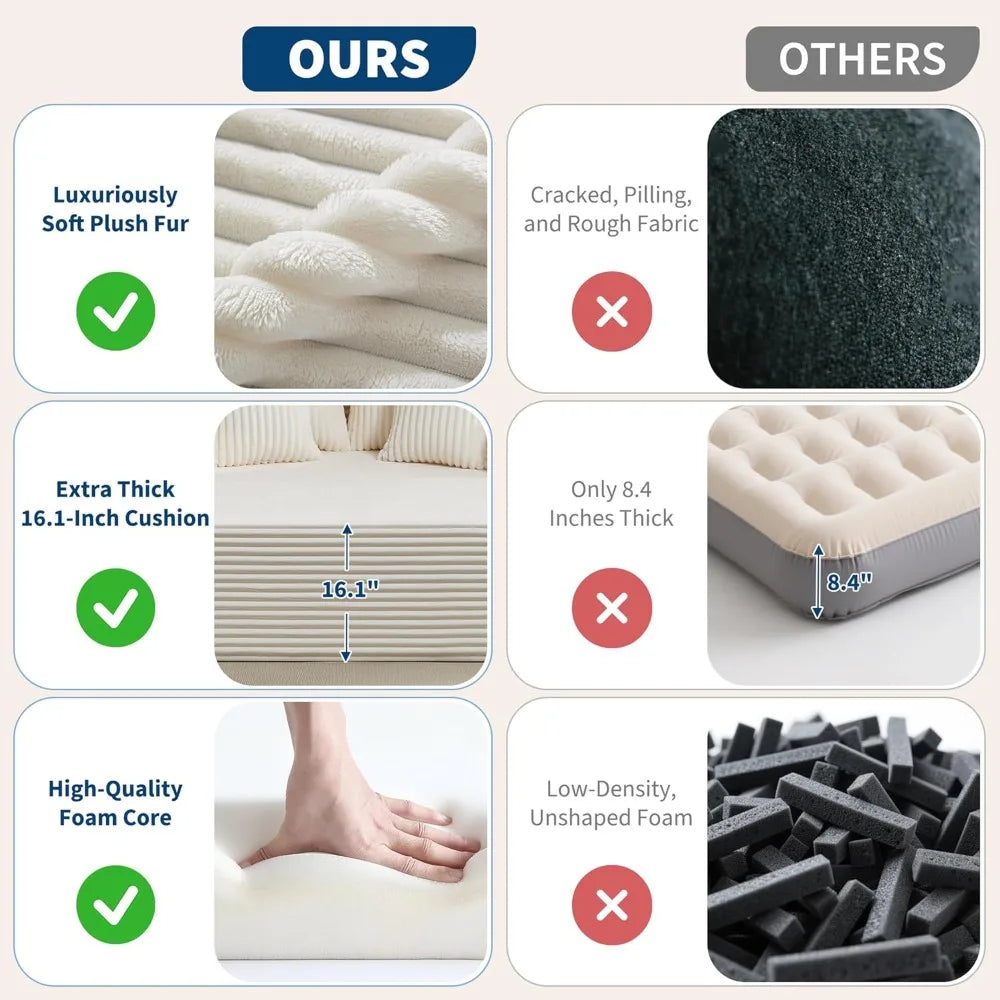 61 Inch Oversized Chaise Lounge Chair Indoor Sofa Bed with Pillows