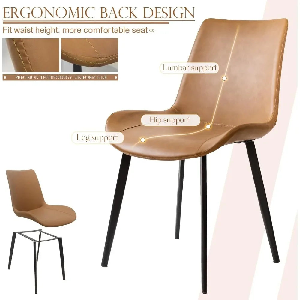Modern PU Leather Dining Chairs with Sturdy Metal Legs for Home