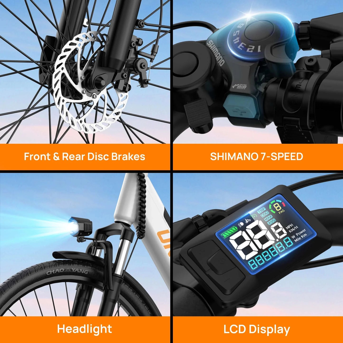 Peak 750W E26 Electric Bike 26" Commuter 48V 10.4Ah LCD Display 20MPH