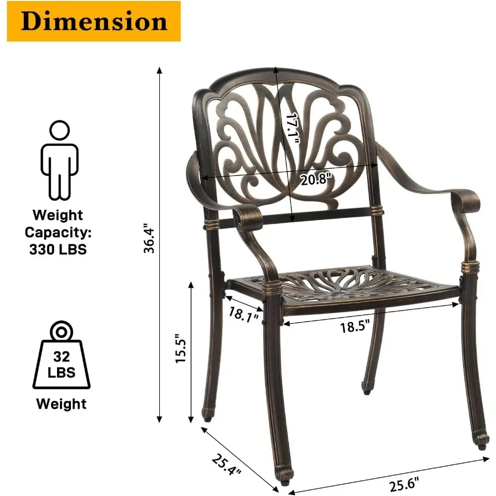 Ljustra Outdoor Dining Chairs Set of 2 Stackable Aluminum Patio Furniture