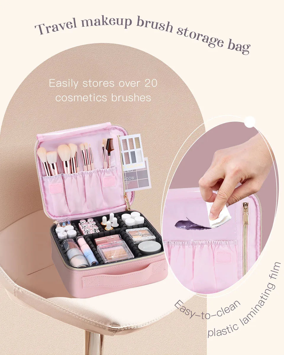 Ljustra Makeup Bag Professional Cosmetic Brush Case Portable Organizer