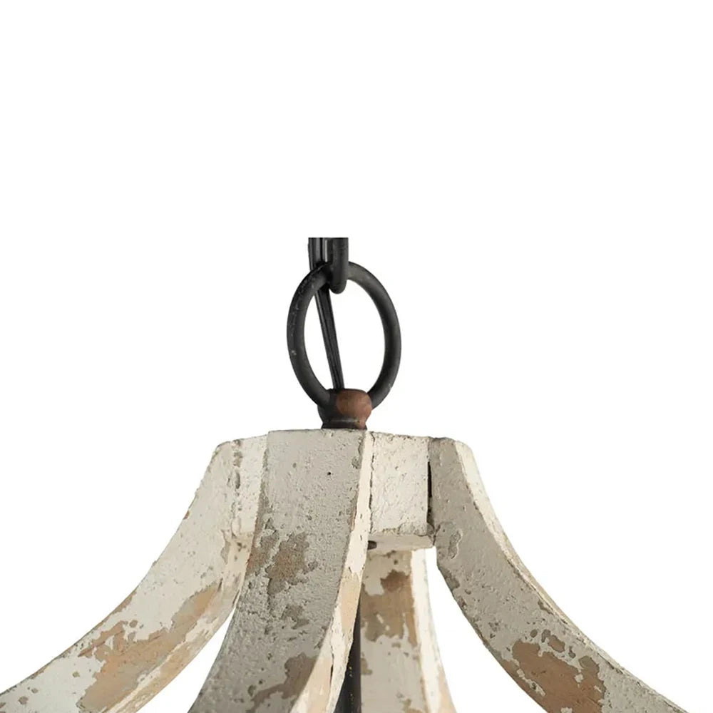 4-Light Wood Chandelier Adjustable Chain Fixture for Dining Room