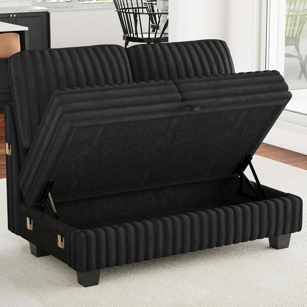 Ljustra Corduroy Fabric Loveseat Module Sectional Couch with Storage