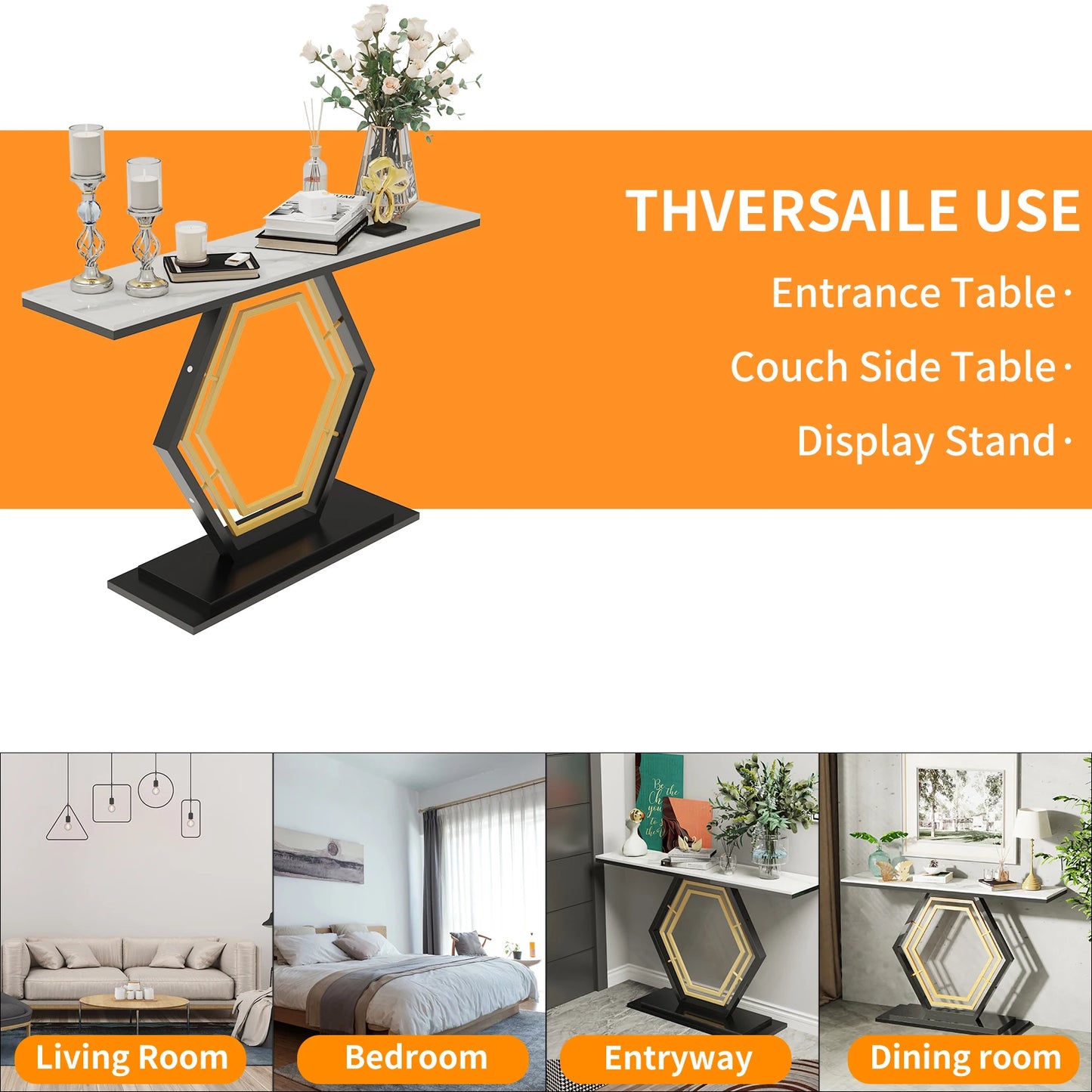 Metal Console Table Narrow Hallway Entryway Living Room Furniture