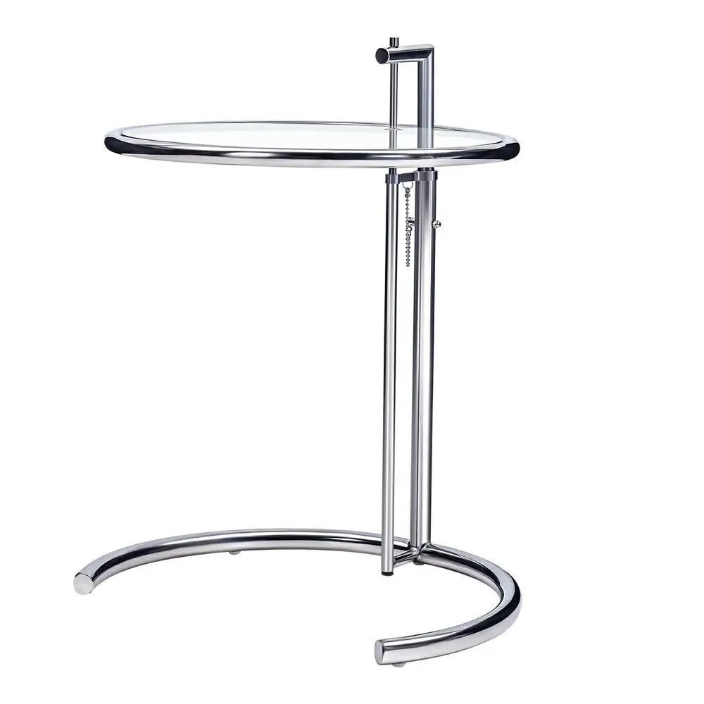 Modern Adjustable Chrome-Plated Glass Coffee Table Side End Table