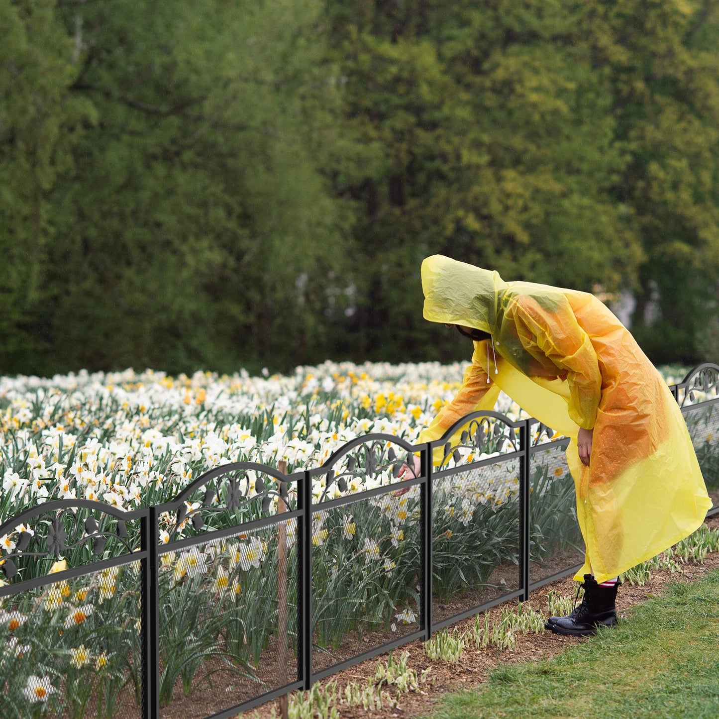 5 Panel Decorative Garden Fence Outdoor Dog Animal Barrier Metal