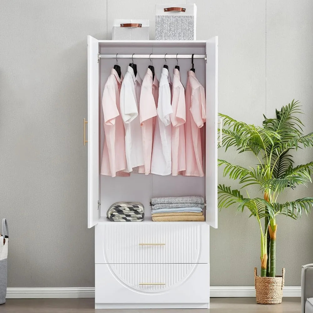 Ljustra Armoires Wardrobe Closet 74" High with 2 Doors and 2 Drawers