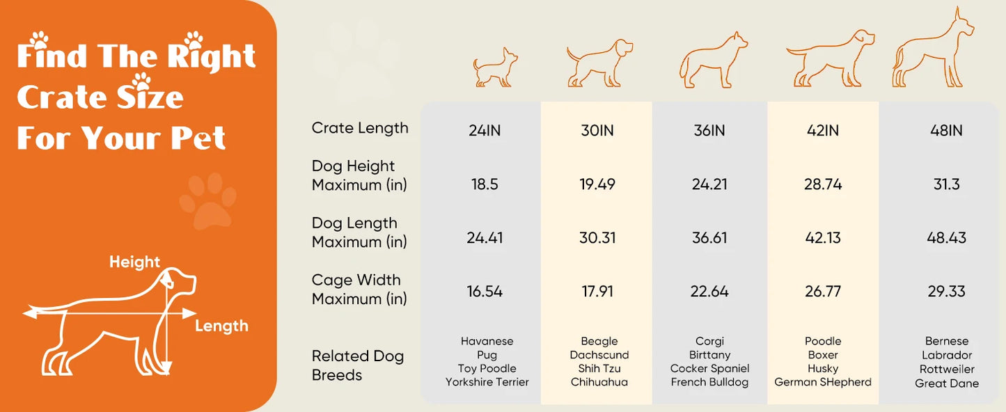 Extra Large Double Door Folding Metal Wire Dog Cage with Leak-Proof Tray