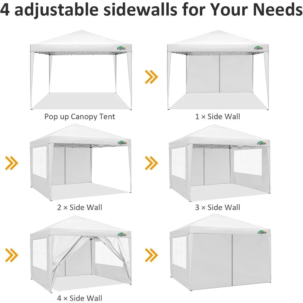 10x10 Pop Up Canopy Tent with 4 Sidewalls Waterproof Easy Set Up