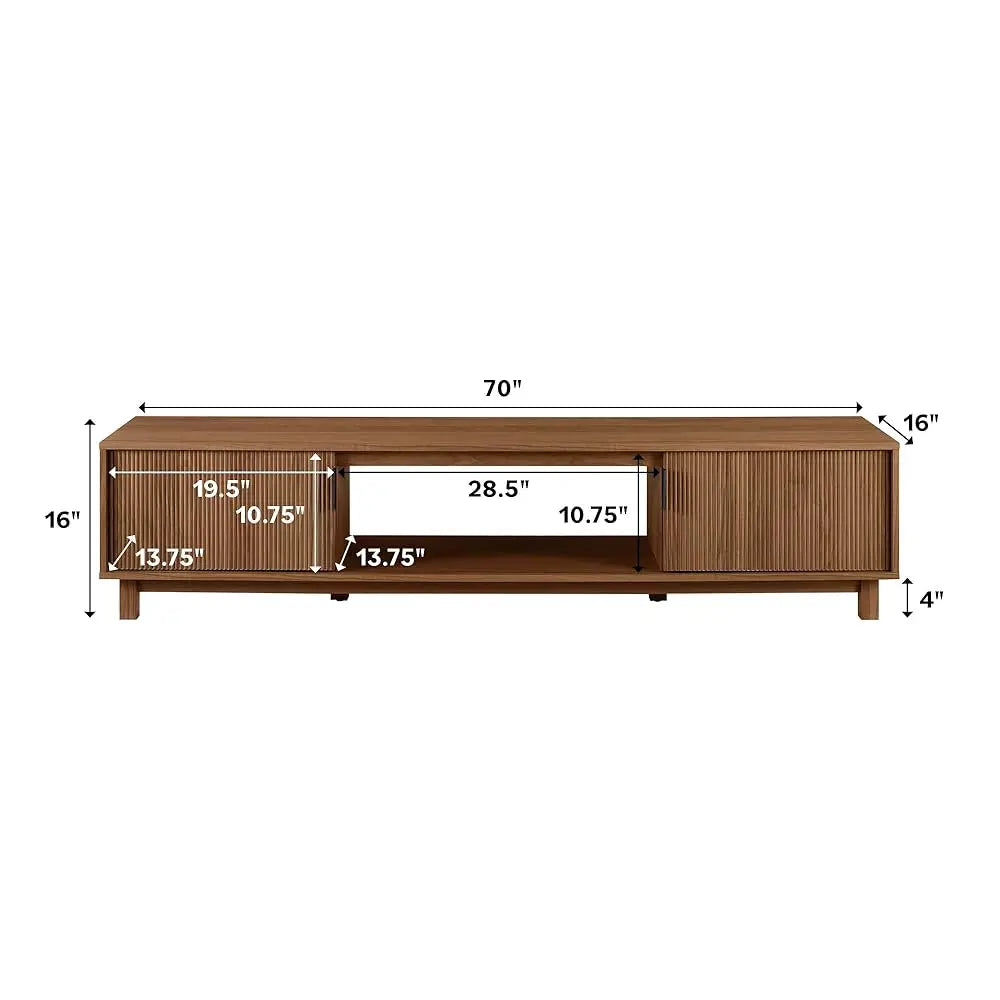Walton Modern Fluted-Door TV Stand Low Profile for TVs Up to 80 Inch