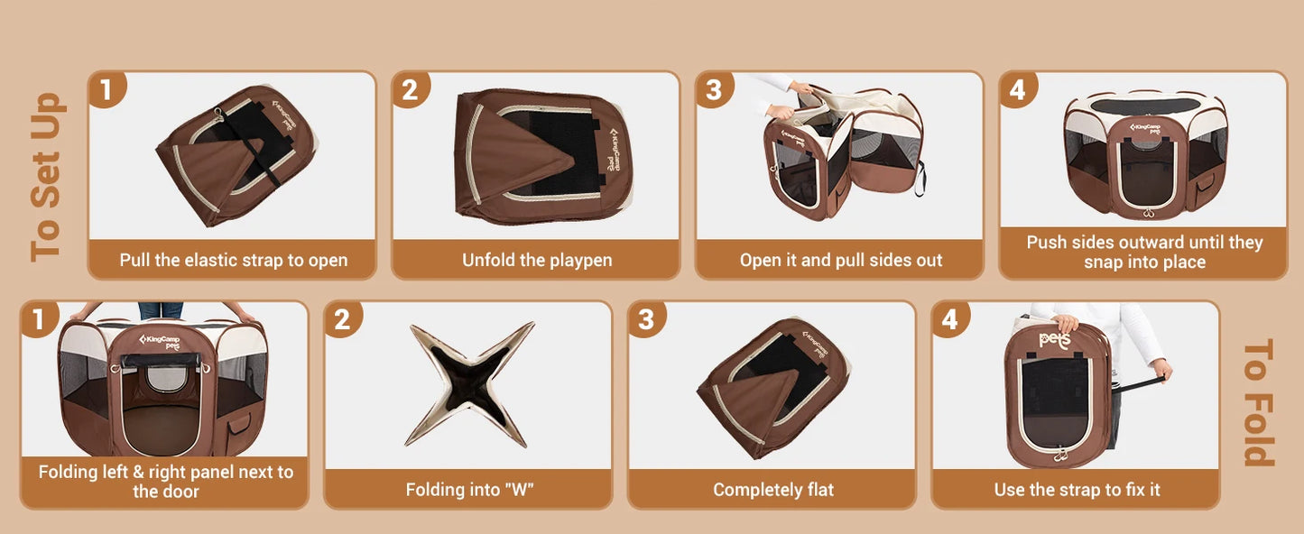 KingCamp Portable Dog Playpen Cat Tent Indoor Outdoor Foldable Kennel