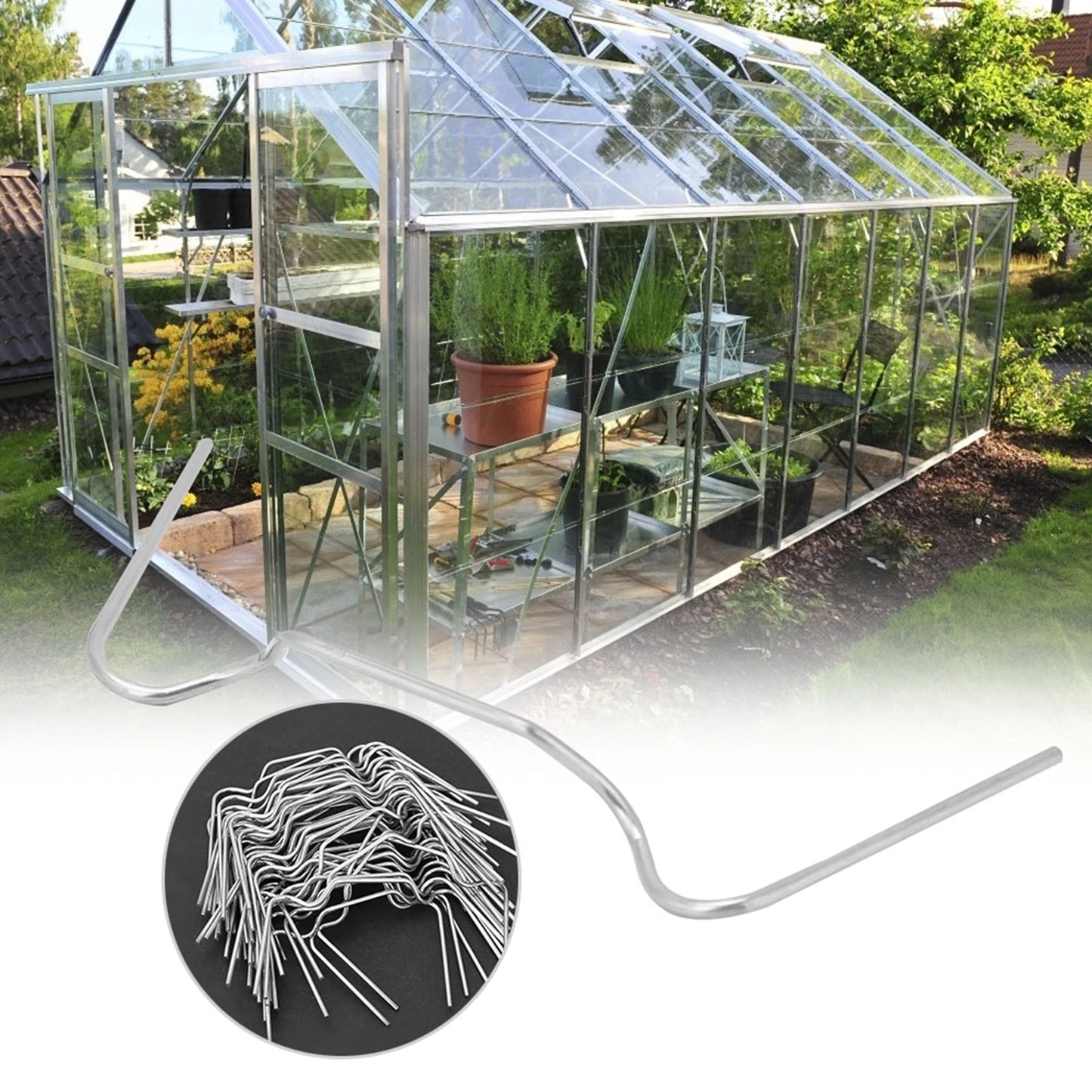 50pcs Greenhouse Glazing Clips Stainless Steel Spring Buckle Tool