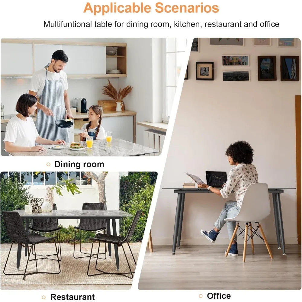 Modern Rectangular Dining Table with Sintered Stone Top for 4 People