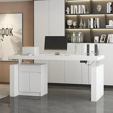 Height Adjustable Standing Desk with Drawers Electric Office Table