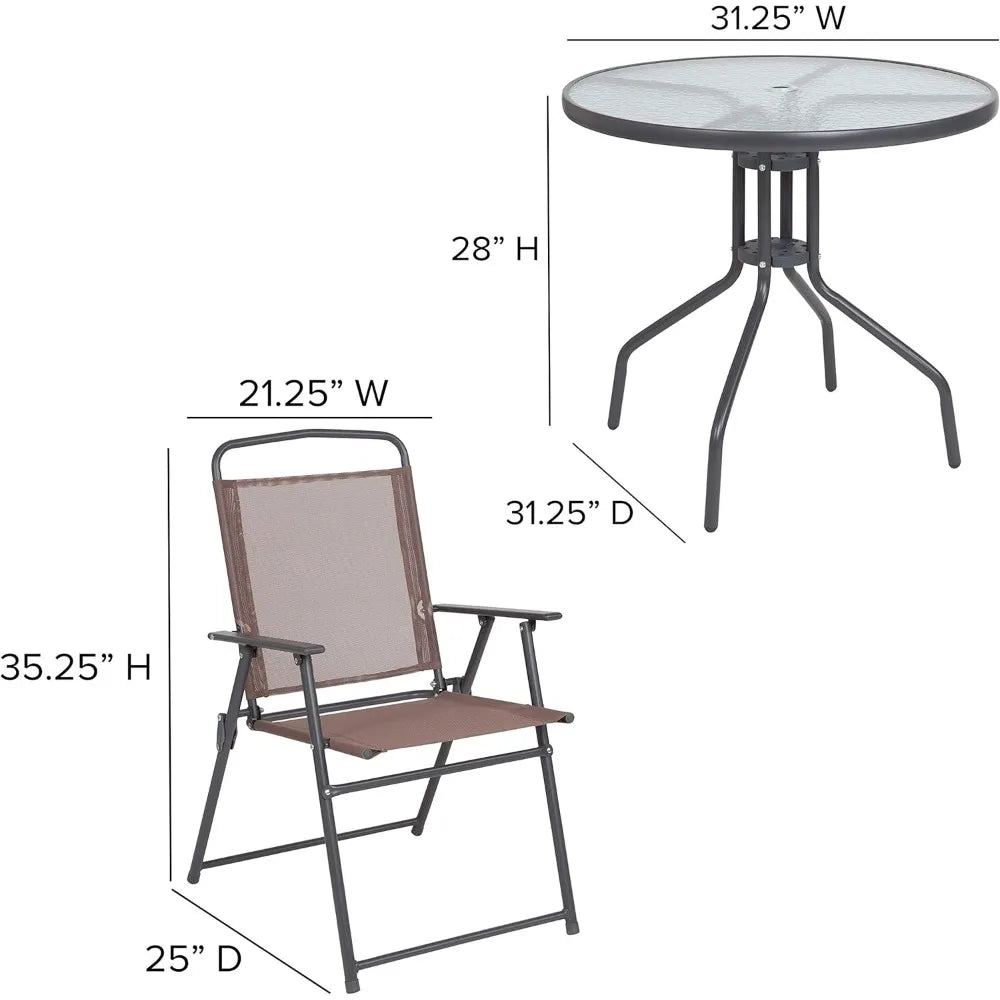 Ljustra 6 Piece Patio Garden Set with Umbrella and 4 Folding Chairs