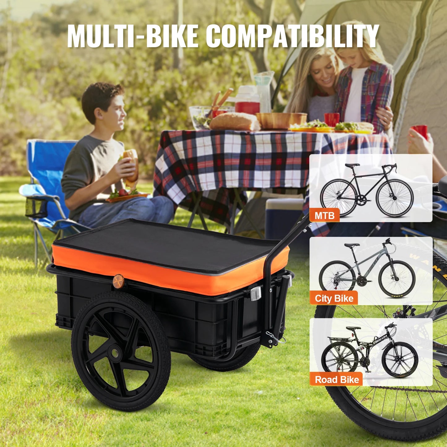 Ljustra 88Lbs Bike Cargo Trailer Foldable Bicycle Wagon with 16" Wheels