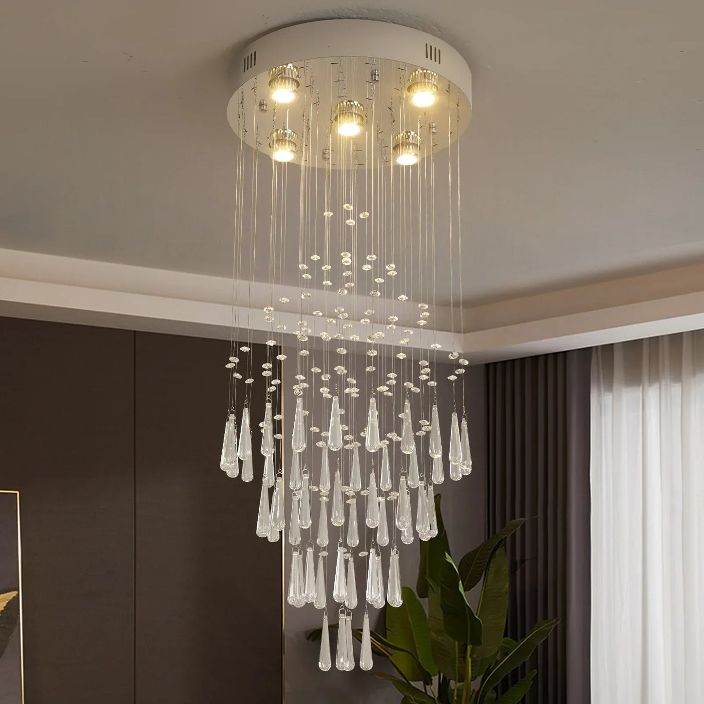 Raindrop LED Crystal Pendant Light Modern Chandelier Ceiling Lamp