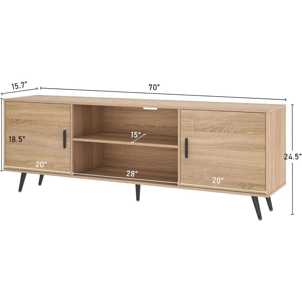 Mid Century Modern 70 Inch TV Stand for 75 Inch TV with Storage