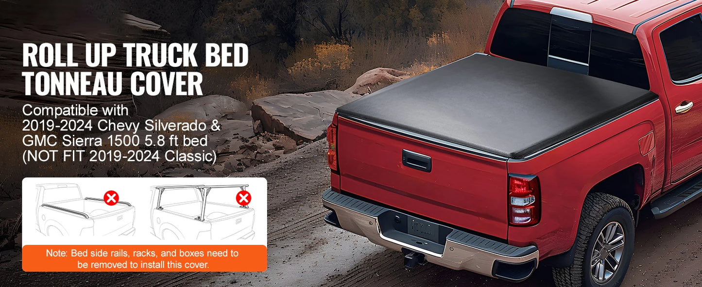 SucceBuy Roll Up Truck Bed Cover for 2009-2024 Ford F-150 5.5ft