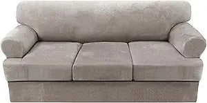 4-Piece Velvet Sofa Slipcover T-Cushion Stretch Fit | Couch Cover 72-90"