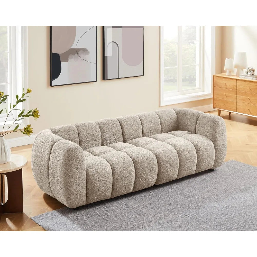 Oversized 88” Boucle Sofa – Deep Seat Cloud Couch | Ljustra Hovra