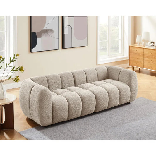 Oversized 88” Boucle Sofa – Deep Seat Cloud Couch | Ljustra Hovra