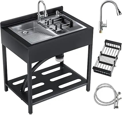40 Inch Stainless Steel Utility Sink Commercial Kitchen Sink with Faucet