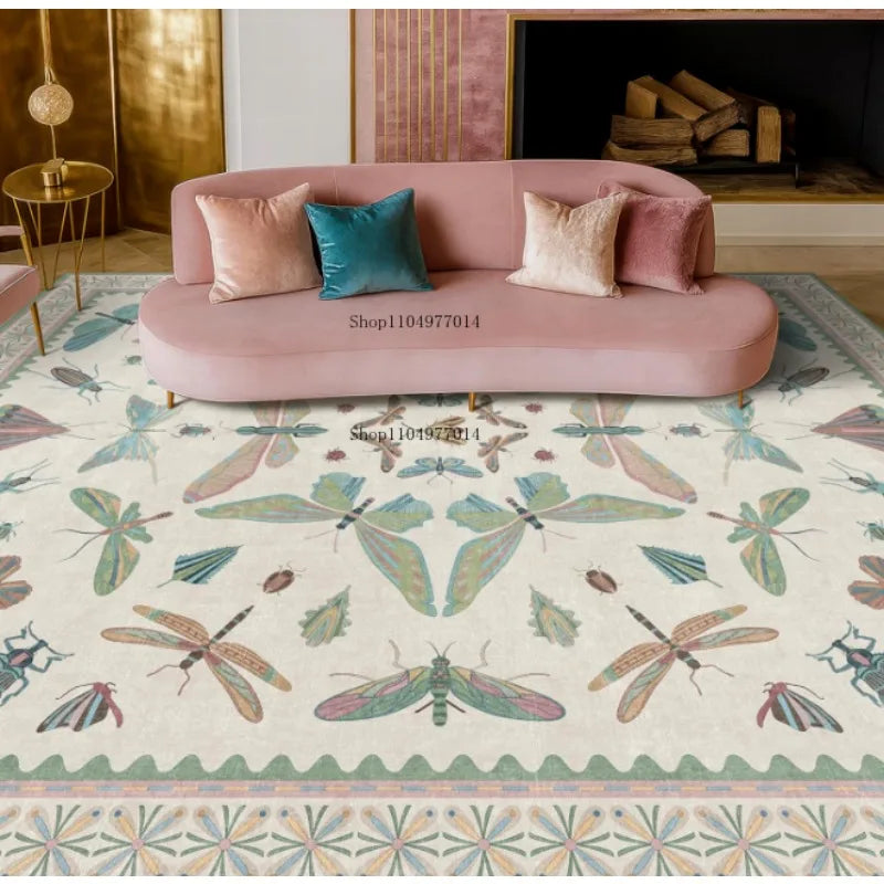 Green Butterfly Rug Floral Area Rug for Bedroom Living Room Kitchen
