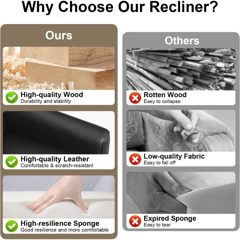 360 Swivel Recliner Chair Plush Rocking Glider Leather Upholstery