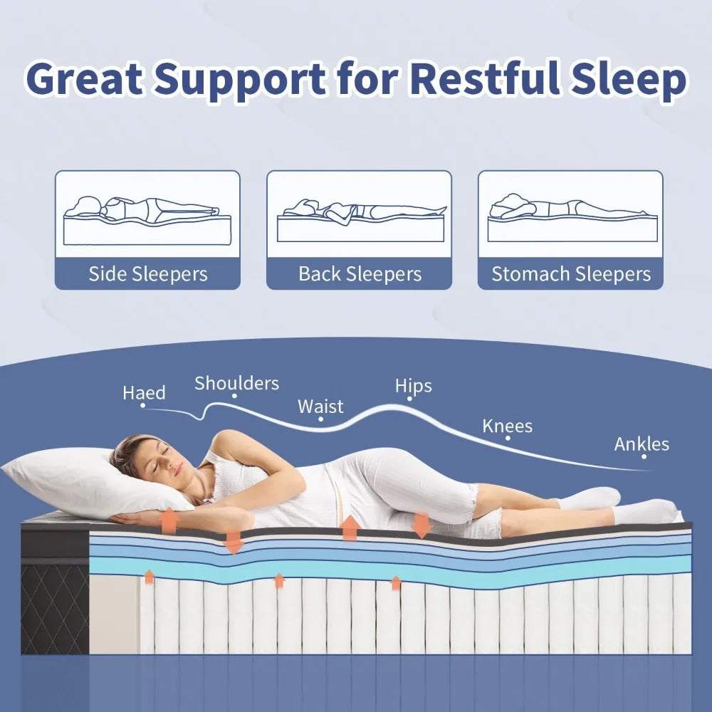 Ljustra Twin Size 10 Inch Hybrid Mattress Memory Foam Pocket Springs