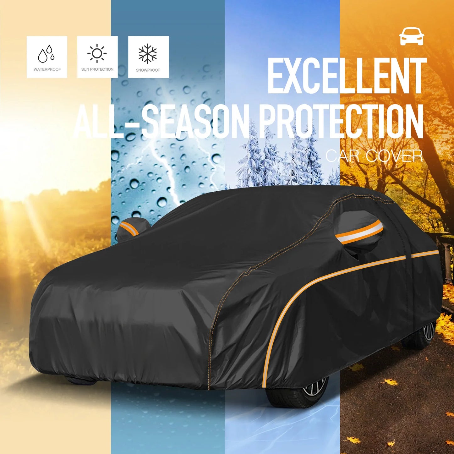 Car Cover Waterproof UV Protection Black 210D for BMW 325i 328i