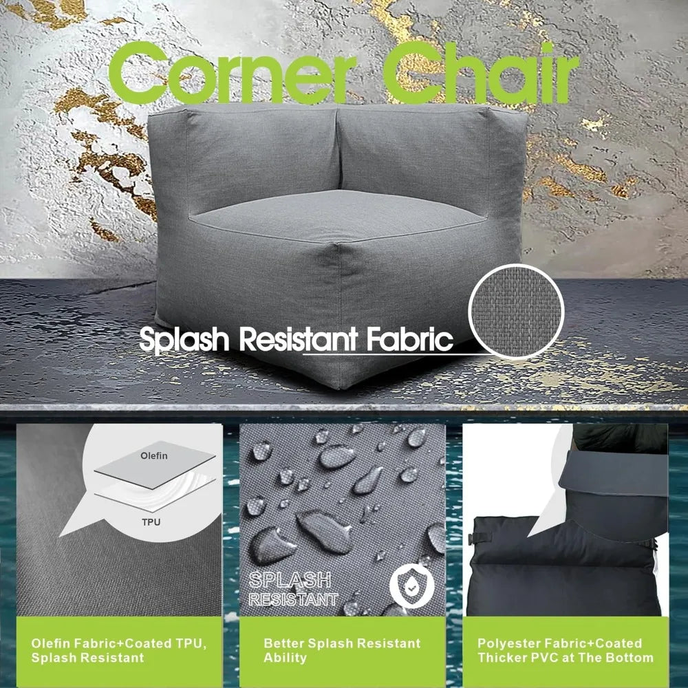 Ljustra Modular Outdoor Armrest Chair Water-Resistant Patio Sofa