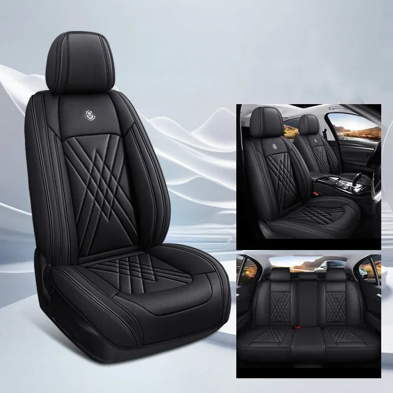 5-Seats Car Seat Cover Full Set Universal PU Leather Waterproof Protectors