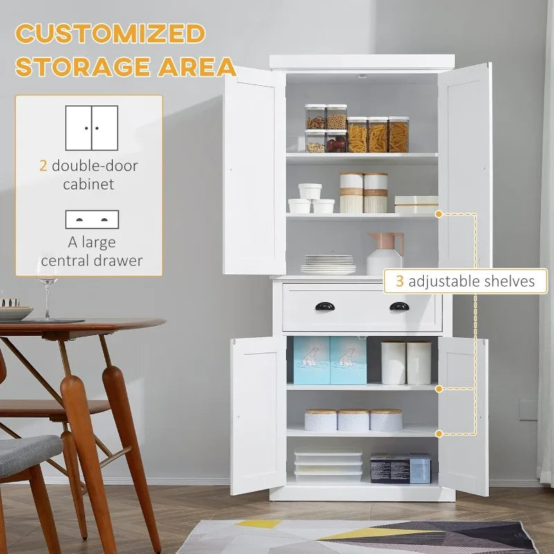 Ljustra 72.5 Inch Kitchen Pantry Cabinet with Adjustable Shelves and Drawers